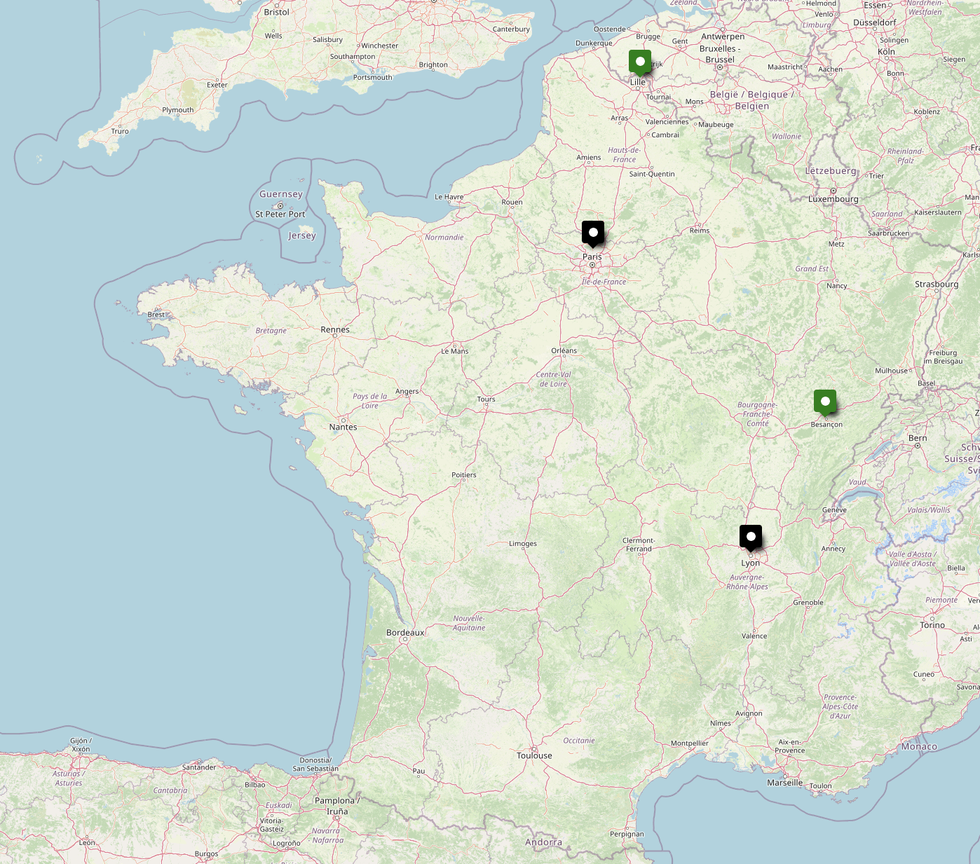 Carte des entrepôts